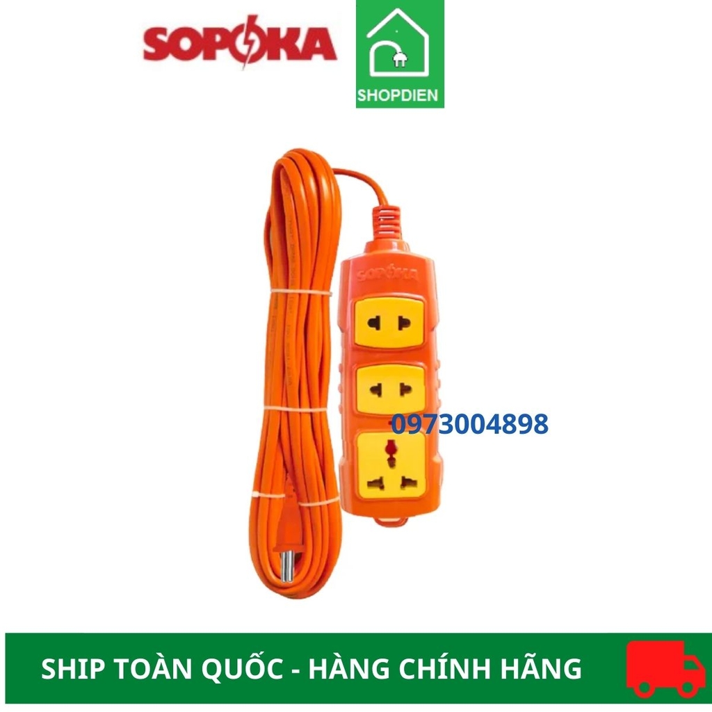 Ổ cắm ba kéo dài siêu chịu tải 3000W Sopoka T5-3000W 5M