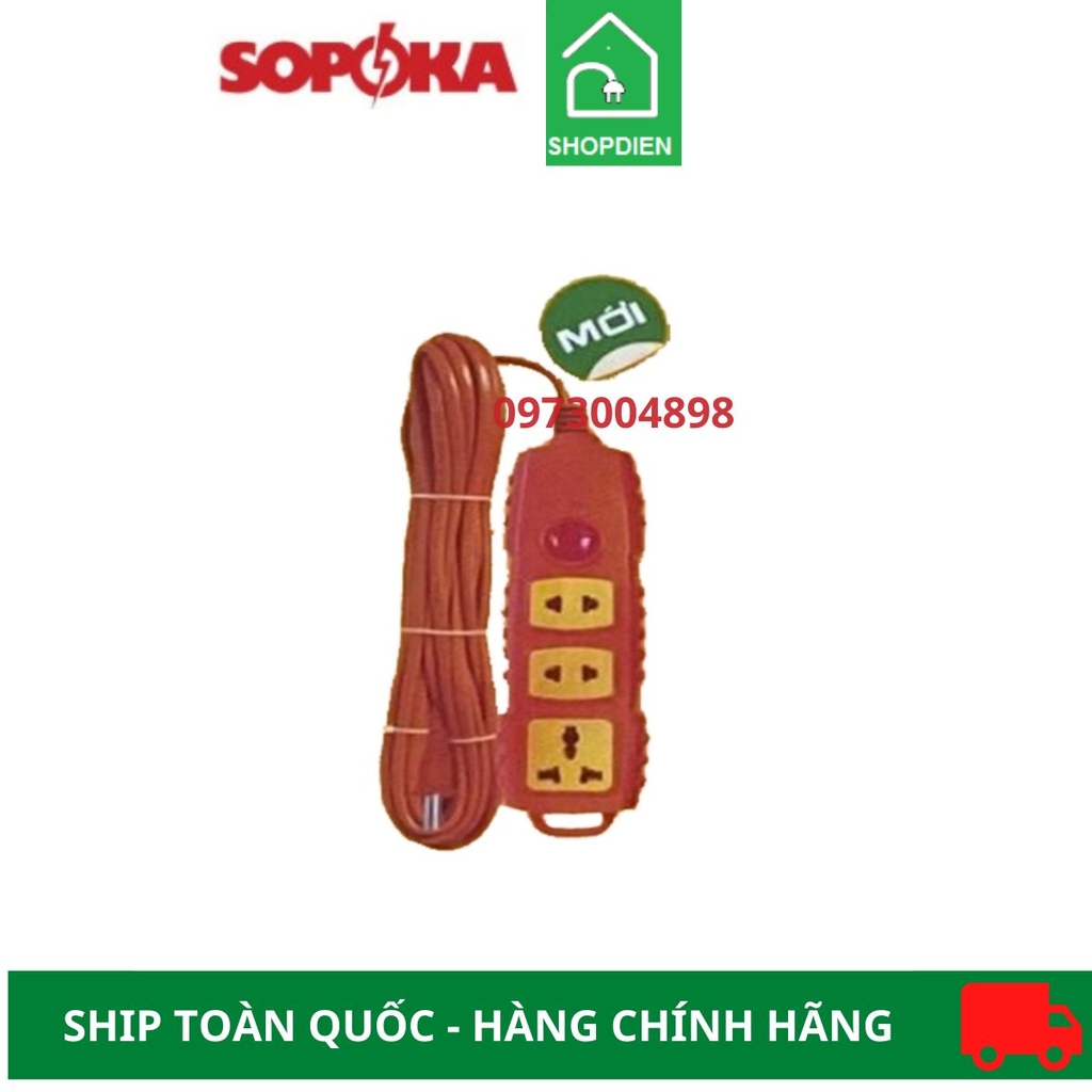 Ổ cắm ba kéo dài siêu chịu tải 3000W Sopoka 3S-3000W2 10M