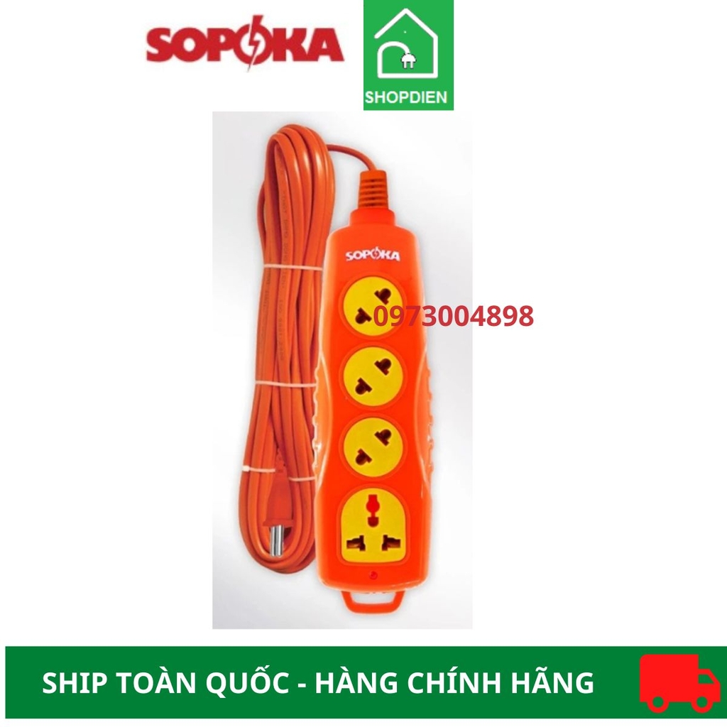 Ổ cắm ba kéo dài chịu tải 3000W Sopoka 4C-3000W 5M
