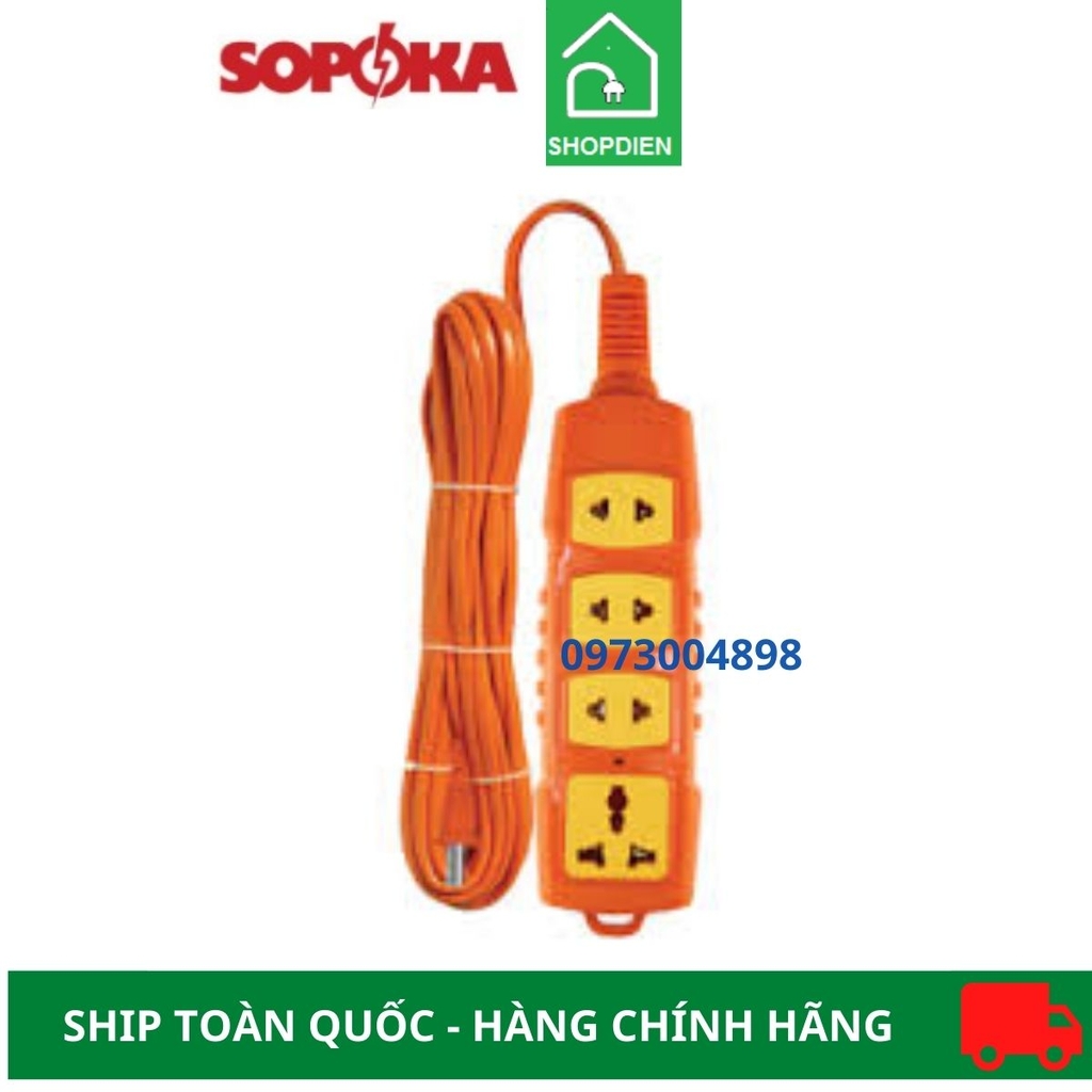Ổ cắm bốn kéo dài siêu chịu tải 3000W Sopoka 4S-3000W 10M