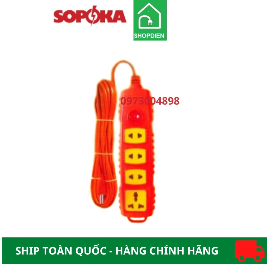 Ổ cắm bốn kéo dài siêu chịu tải 3000W Sopoka 4S-3000W2 5M