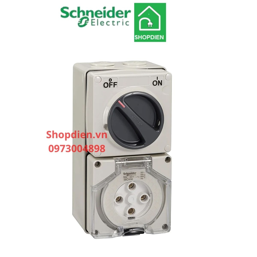 Ổ cắm có công tắc 4P 50A S56 Schneider S56C450GY IP66