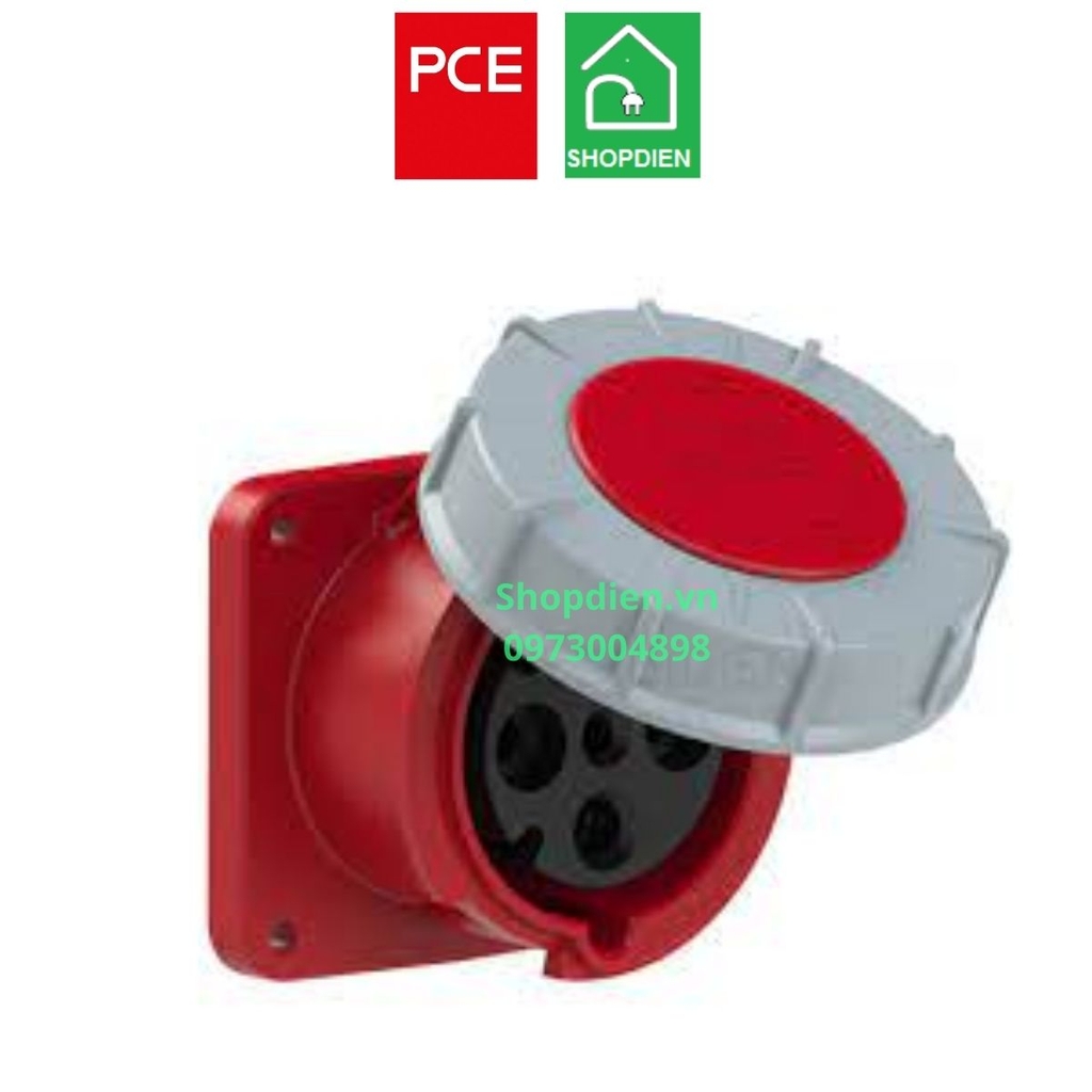 Ổ cắm công nghiệp gắn âm kín nước dạng nghiêng 4P (3P+E) 125A IP67 PCE F444-6