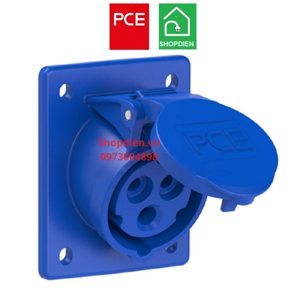 Ổ cắm công nghiệp loại âm dạng nghiêng 3P (2P+E) 32A IP44 PCE F423-6