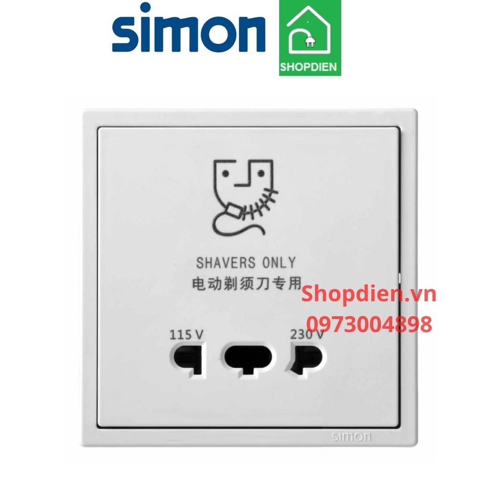 Ổ cắm dao cạo râu SIMON i7 màu trắng 70E651 đế vuông