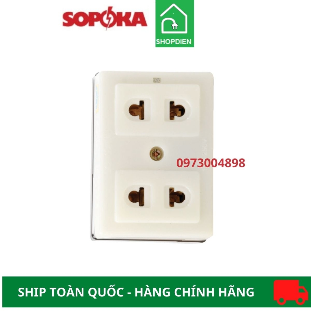 Ổ cắm đôi 2 chân nổi Sopoka T30