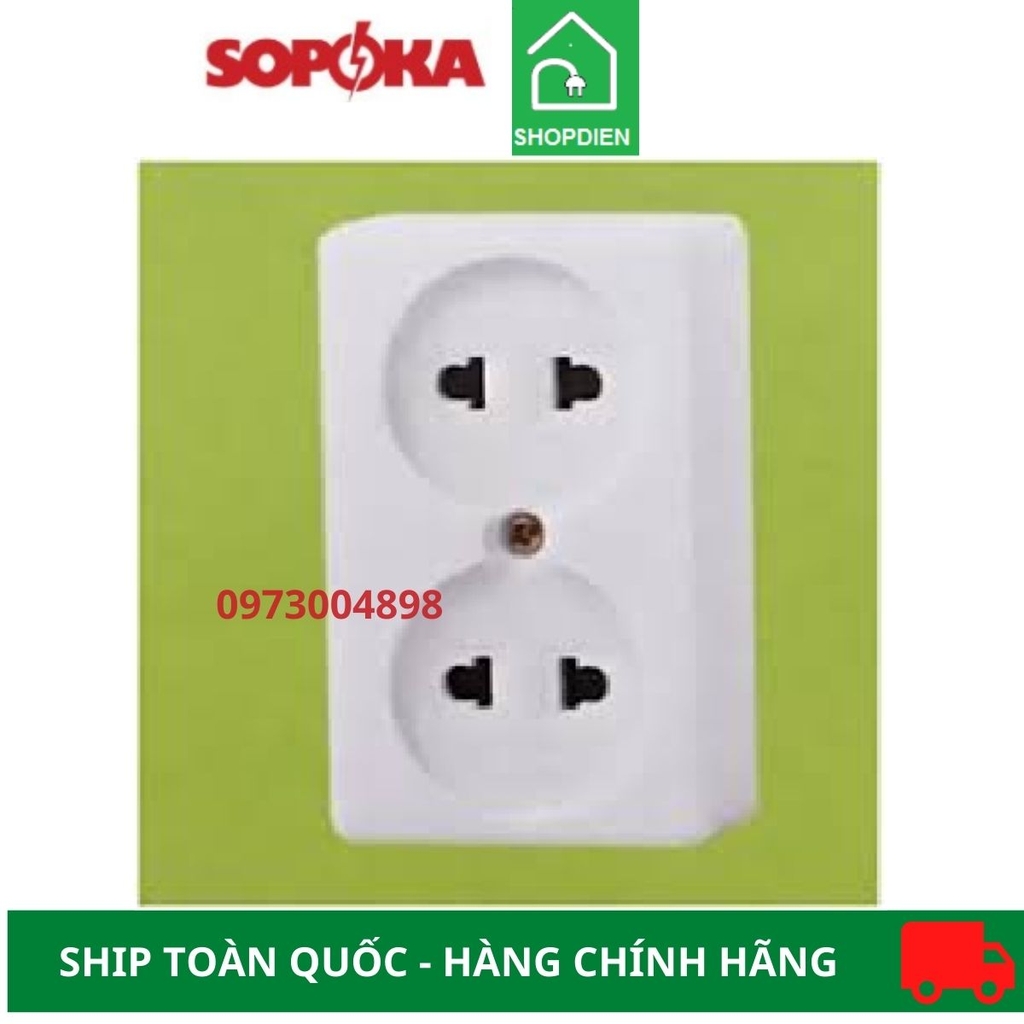 Ổ cắm đôi 2 chân Sopoka O2 lắp nổi
