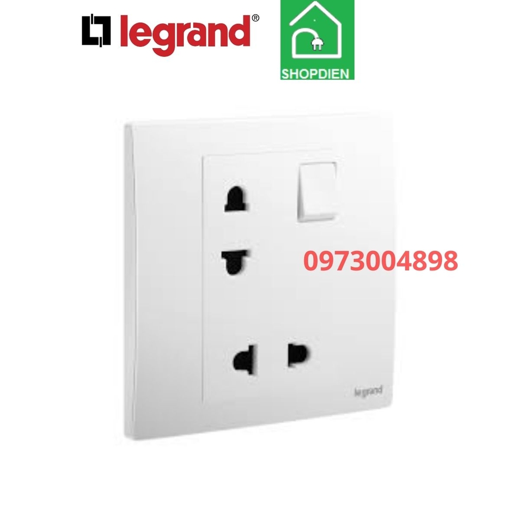 Ổ cắm đôi 2 chấu có công tắc Mallia Senses Legrand 281124MW màu trắng