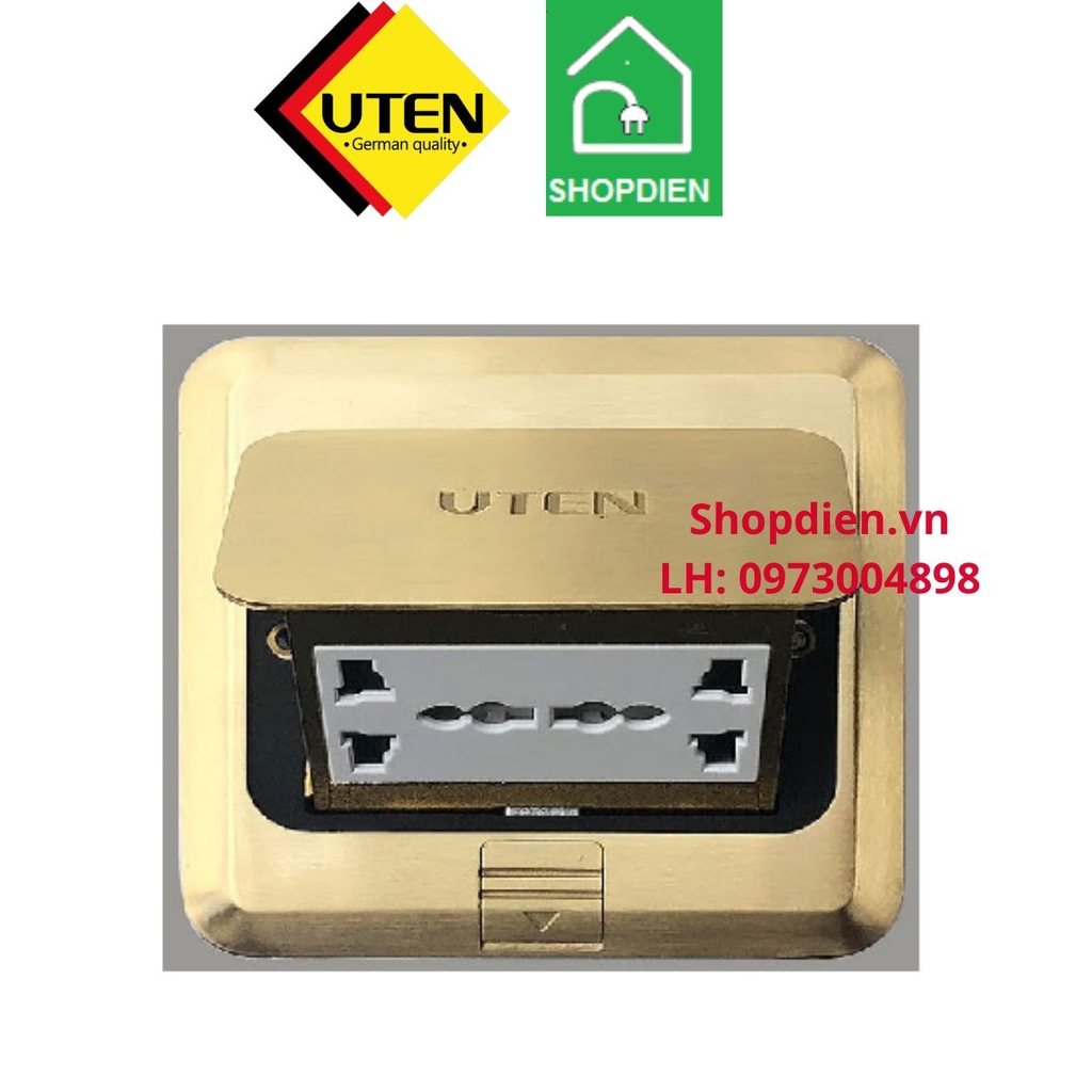 Ổ cắm đôi 3 chấu âm sàn màu vàng UTEN SHC-2Z13/N duplex Floor socket