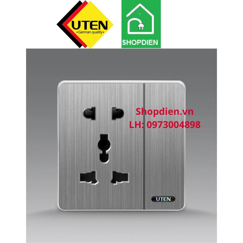 Ổ cắm đôi 3 chân có công tắc switch universal socket S300 UTEN S300K11Z12Z13/N