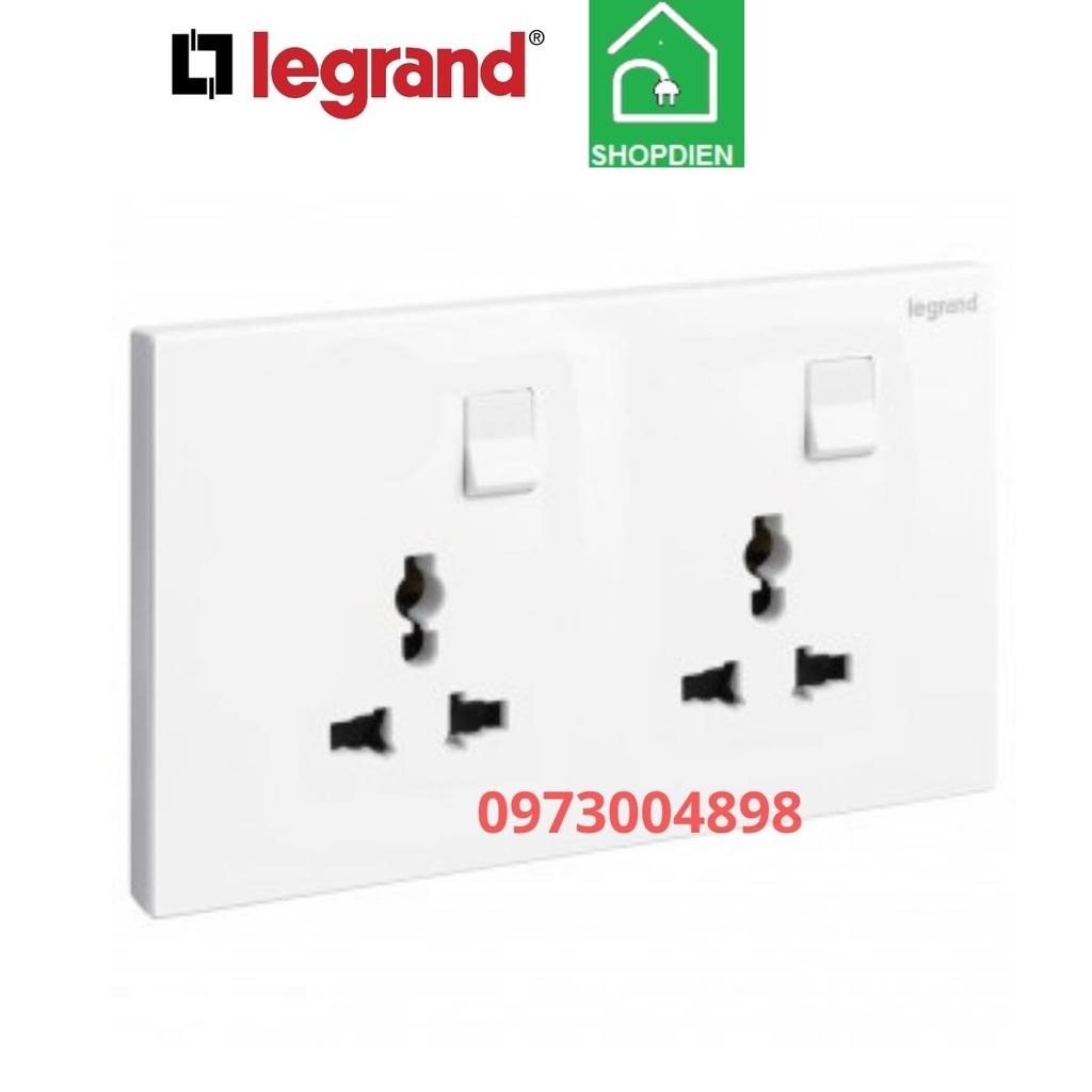 Ổ cắm đôi 3 chân đa năng có công tắc Mallia Senses Legrand 281122MW màu trắng
