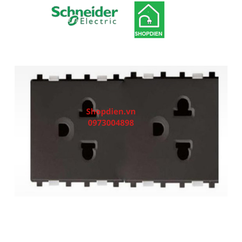 Ổ cắm đôi 3 chấu 16A Schneider ZENCELO A 84426LUES2_BZ_G19 màu đồng