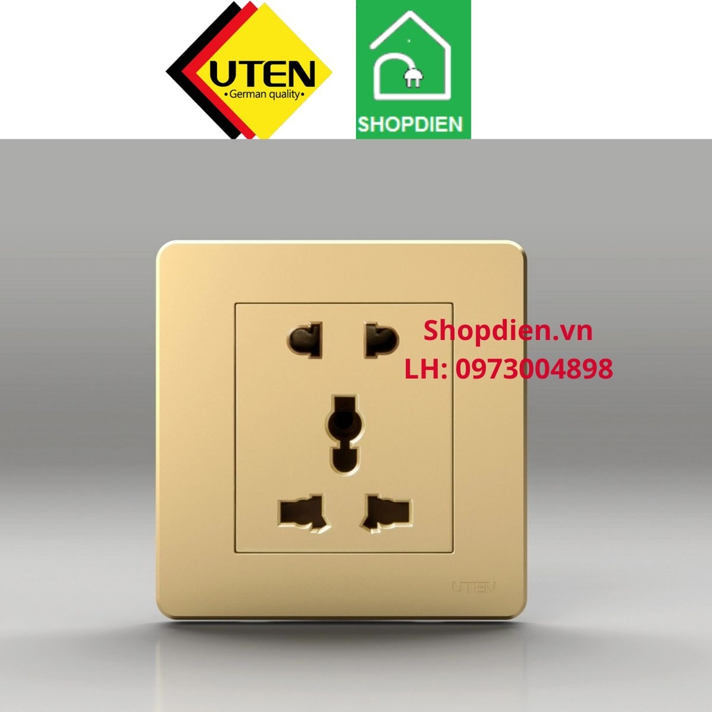 Ổ cắm đôi 3 chấu đa năng duplex 3 pole socket Q7 UTEN Q7GZ12Z13/N