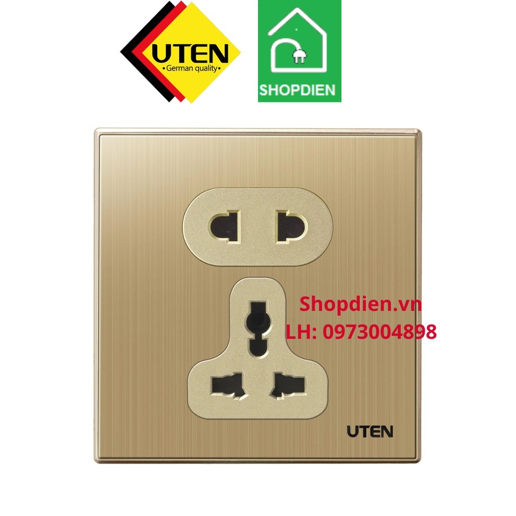 Ổ cắm đôi 3 chấu đa năng duplex 3 pole socket Q9 UTEN Q9GZ12Z13/N