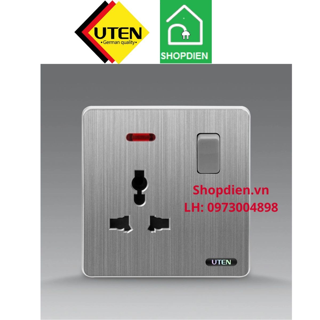 Ổ cắm đơn đa năng có công tắc S300 single multi standard switched socket UTEN S300-KZ13/N