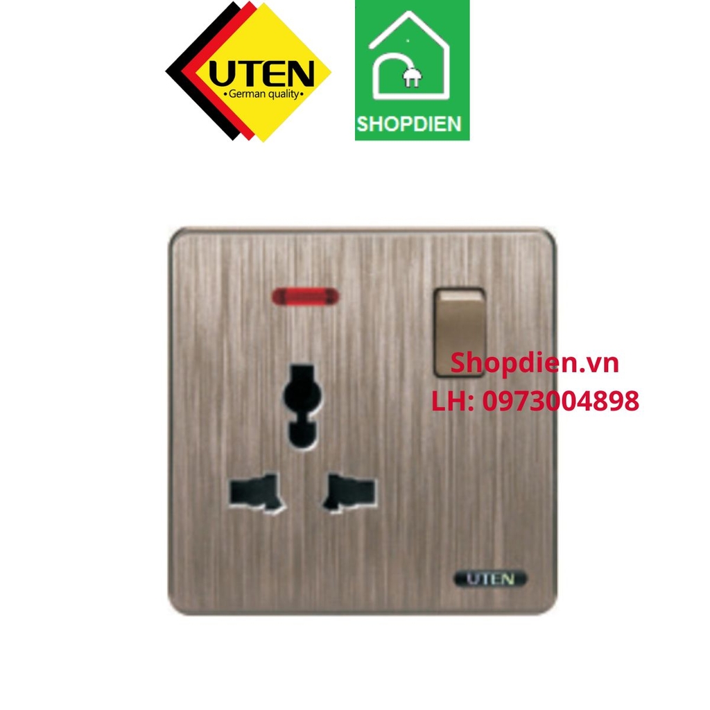 Ổ cắm đơn đa năng có công tắc S400 single multi standard switched socket UTEN S400-KZ13/N