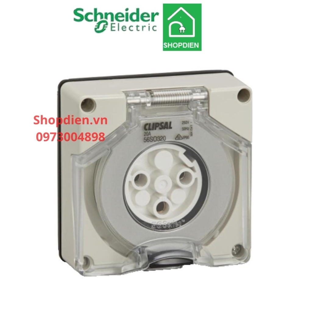 Ổ cắm 3 chấu lắp nối  3P 20A IP66 S56 SCHNEIDER S56SO320GY