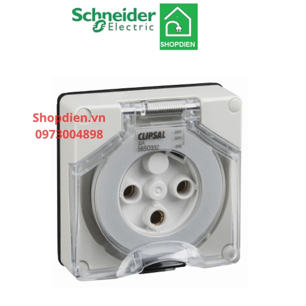 Ổ cắm 3 chấu lắp nối  3P 32A IP66 S56 SCHNEIDER S56SO332GY