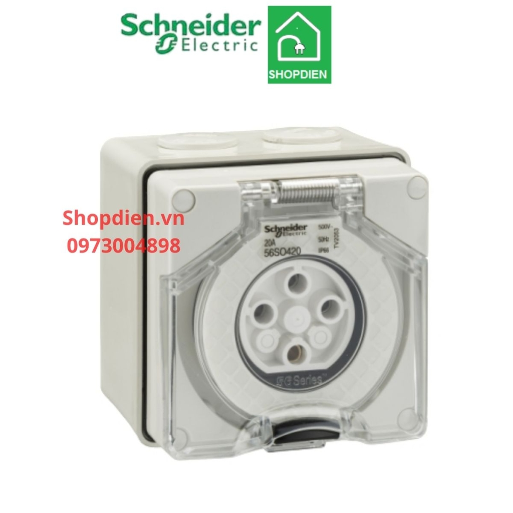 Ổ cắm 4 chấu lắp nối 4P 32A SCHNEIDER S56SO420GY IP66 S56