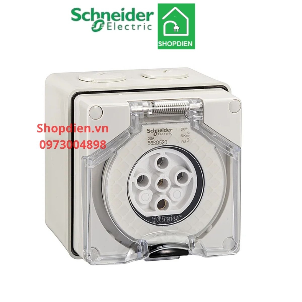 Ổ cắm 5 chấu lắp nối 5P 20A IP66 S56 SCHNEIDER S56SO520GY