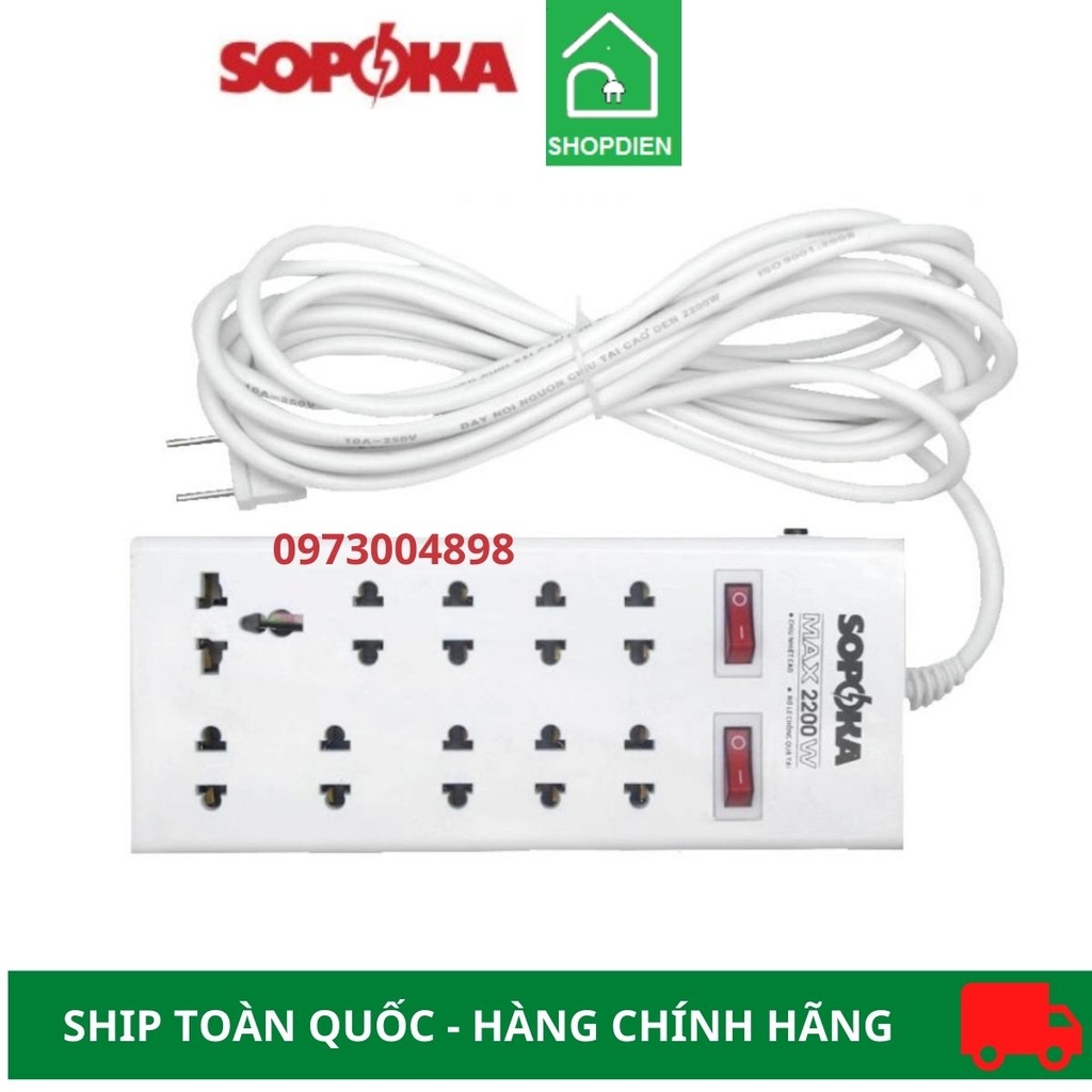 Ổ cắm kéo dài 10 cổng 2200W Sopoka 10X4 4M