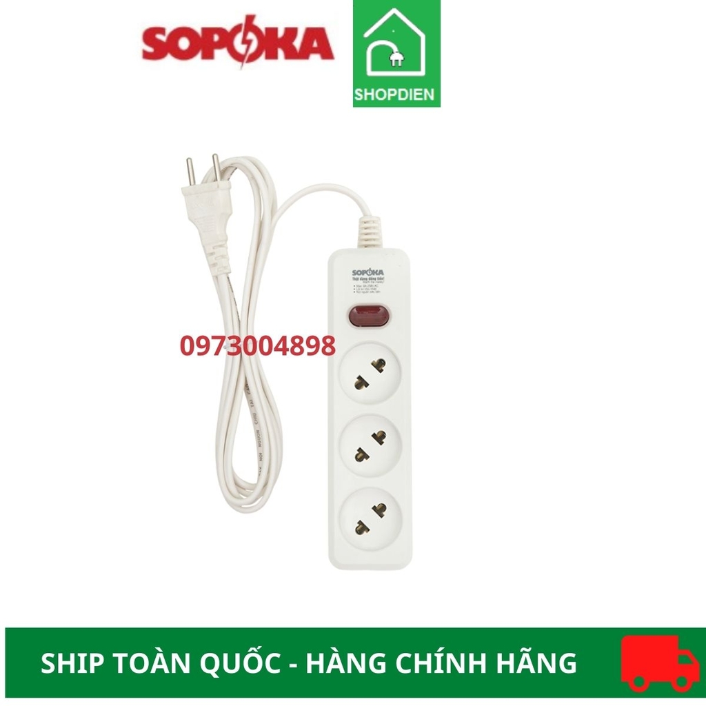 Ổ cắm kéo dài 3 cổng 2200W Sopoka 3L2-5 4.5m
