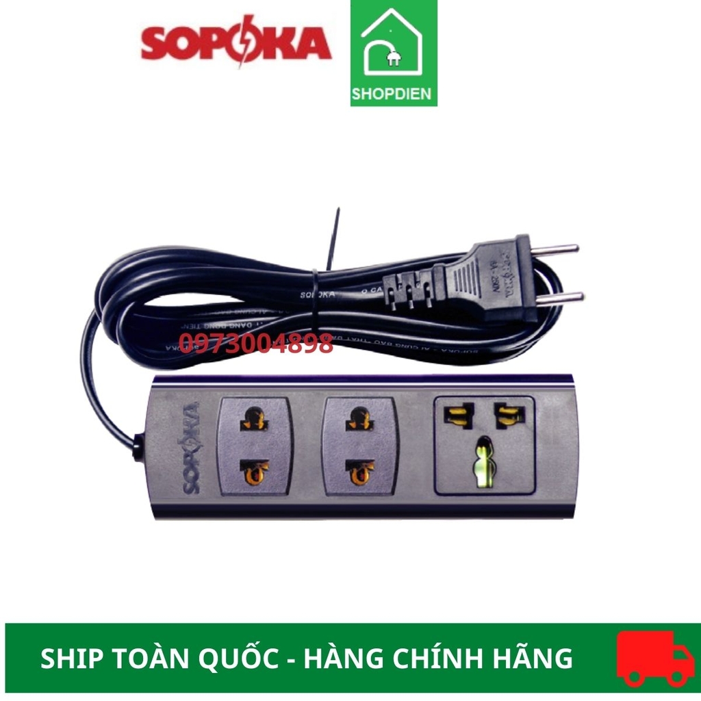 Ổ cắm kéo dài 3 cổng 1200W Sopoka 3X5 4.5m