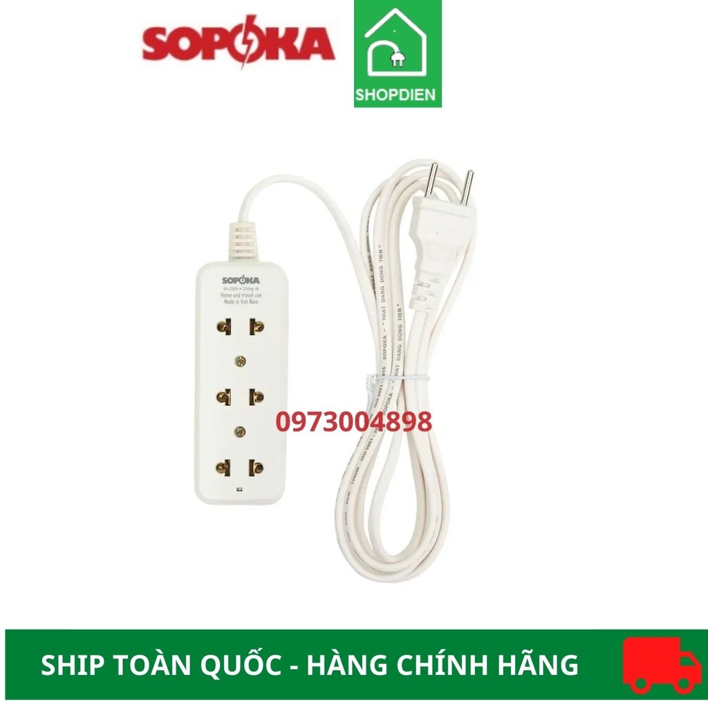 Ổ cắm kéo dài 3 cổng Sopoka 3C1-5 4.5M