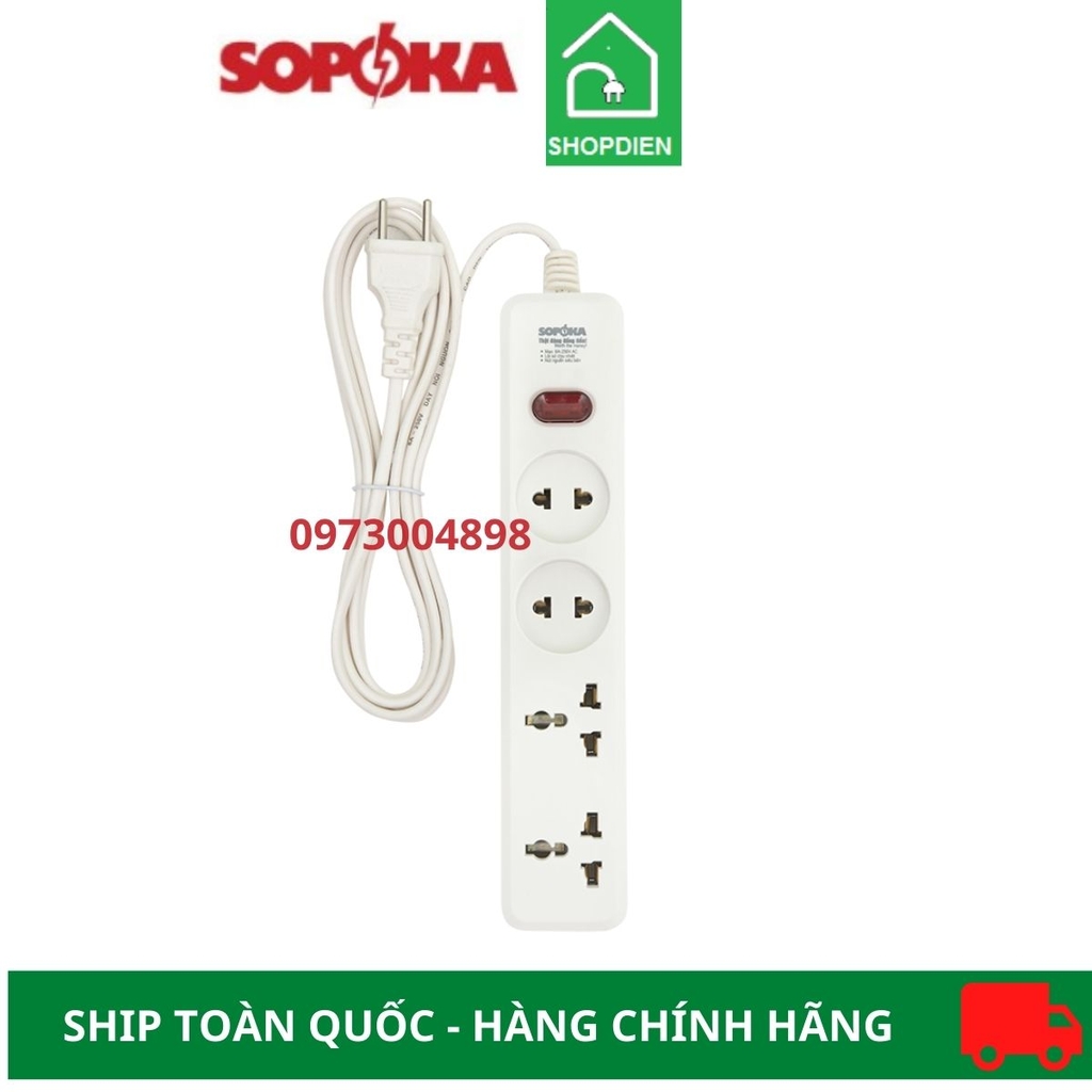 Ổ cắm kéo dài 4 cổng 2200W Sopoka 4D2-9 9m