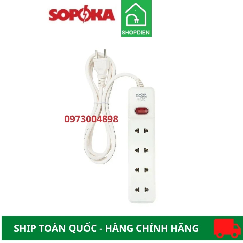 Ổ cắm kéo dài 4 cổng 2200W Sopoka 4H2-9 9m