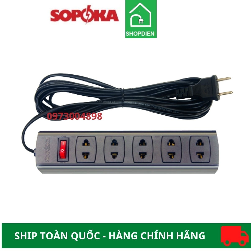 Ổ cắm kéo dài 5 cổng 1200w Sopoka 5S9 9m