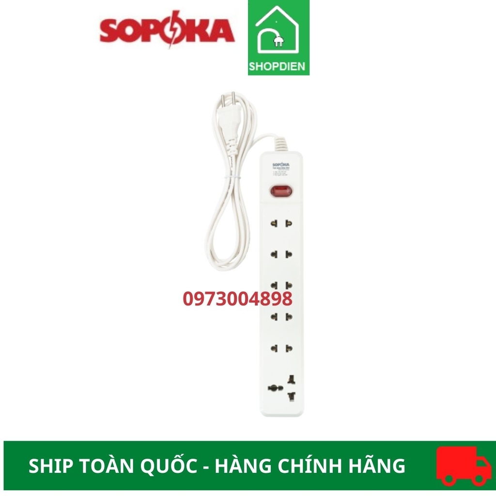 Ổ cắm kéo dài 6 cổng 2200W Sopoka 6M2-3 2.5m