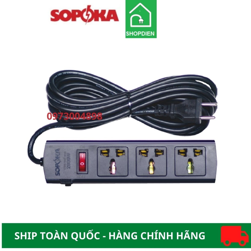 Ổ cắm kéo dài 3 cổng 2200w Sopoka 3T3 2.5m