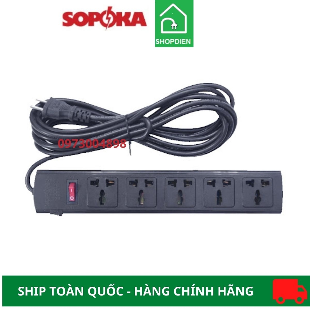 Ổ cắm kéo dài 5 cổng 2200w Sopoka 5T3 2.5m