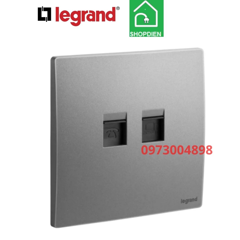 Ổ cắm mạng Cat6 đôi Mallia Senses Legrand 281165DS màu ghi xám
