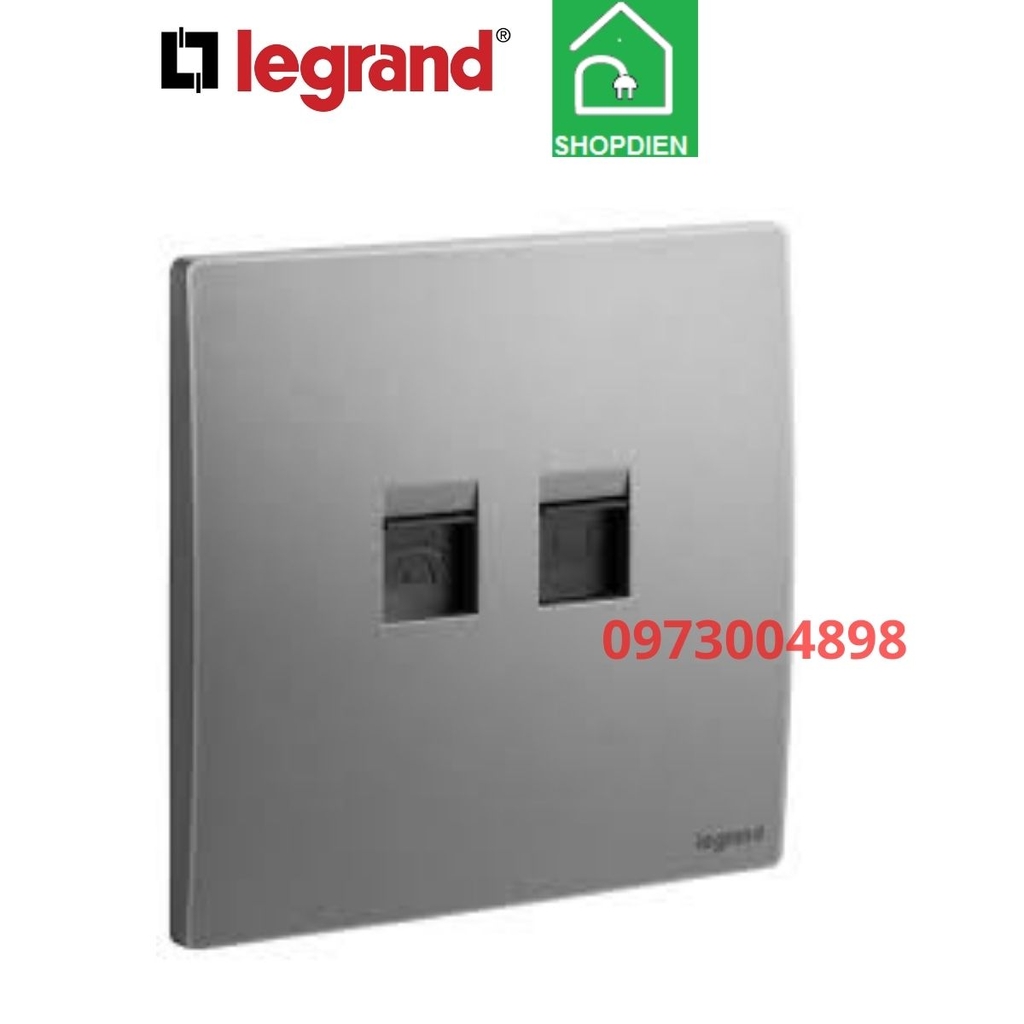 Ổ cắm mạng Cat6 và điện thoại Mallia Senses Legrand 281166DS màu ghi xám