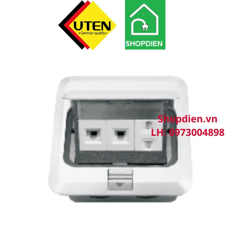 Ổ điện thoại + mạng internet âm sàn UTEN màu bạc S-Z12/TEL/PC Floor socket