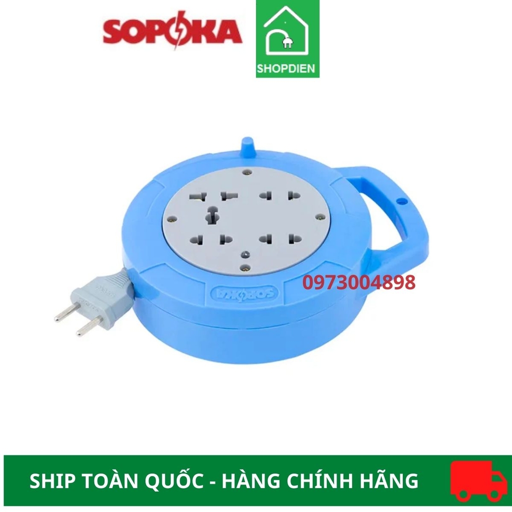 Ổ cắm Rulo cuốn dây 7.5m đỏ Sopoka Q75R Q75Y Q75B Q75G