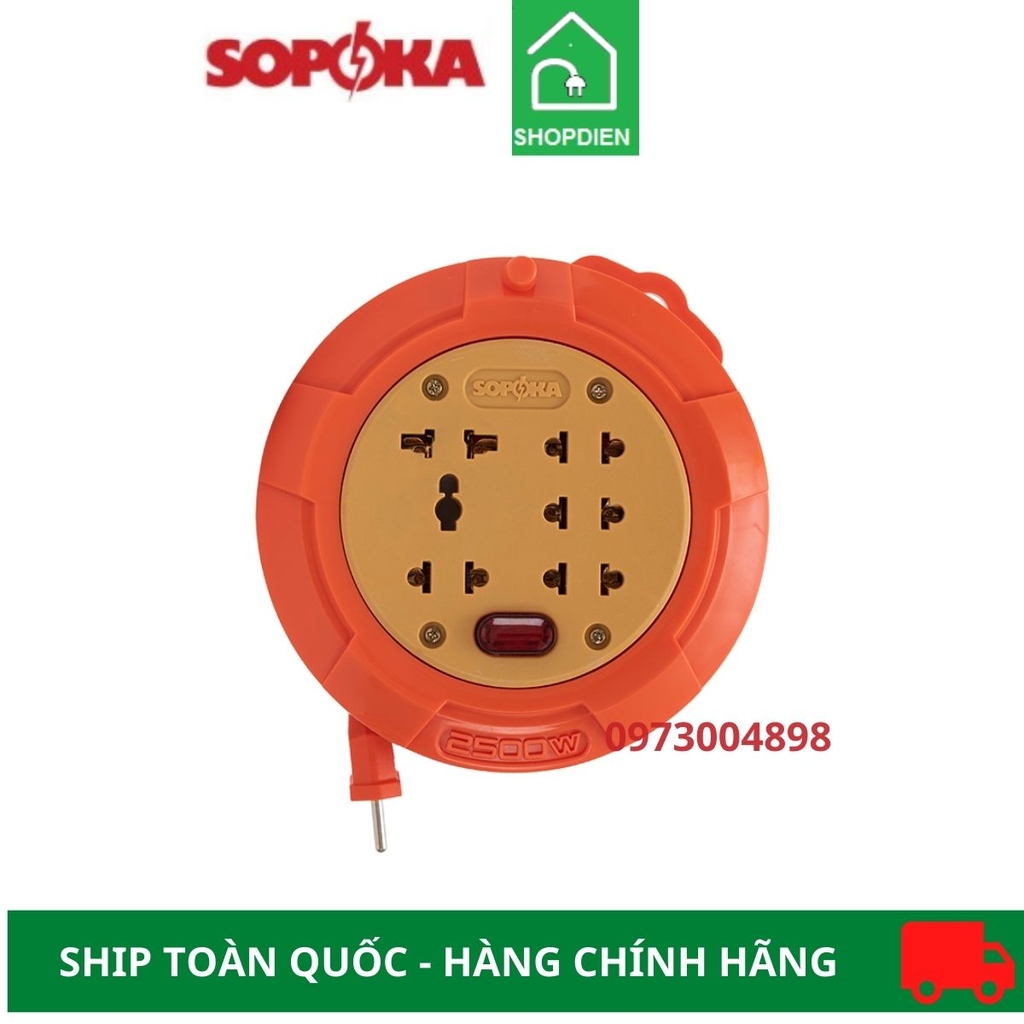 Ổ cắm Rulo cuốn dây 9.5m Sopoka R95