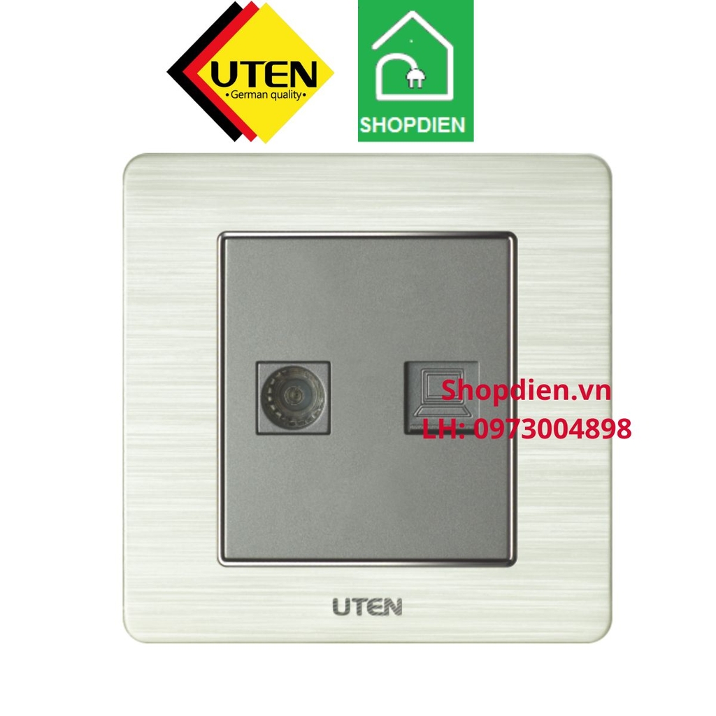 Ổ cắm Tivi + ổ cắm mạng internet TV Lan Data socket V6 UTEN V6.0-TVPC