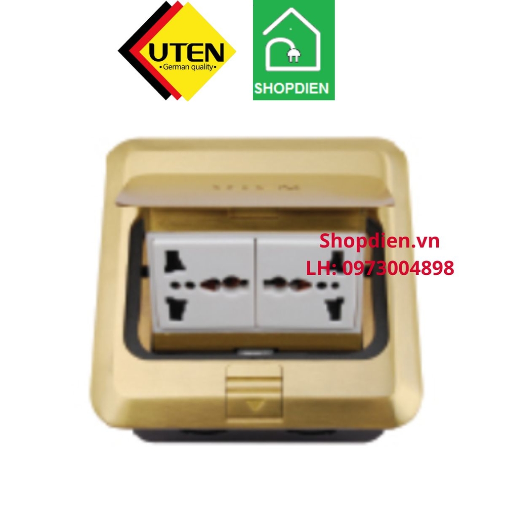 Ổ cắm đôi 3 chấu âm sàn màu vàng UTEN S-2Z13/N duplex Floor socket