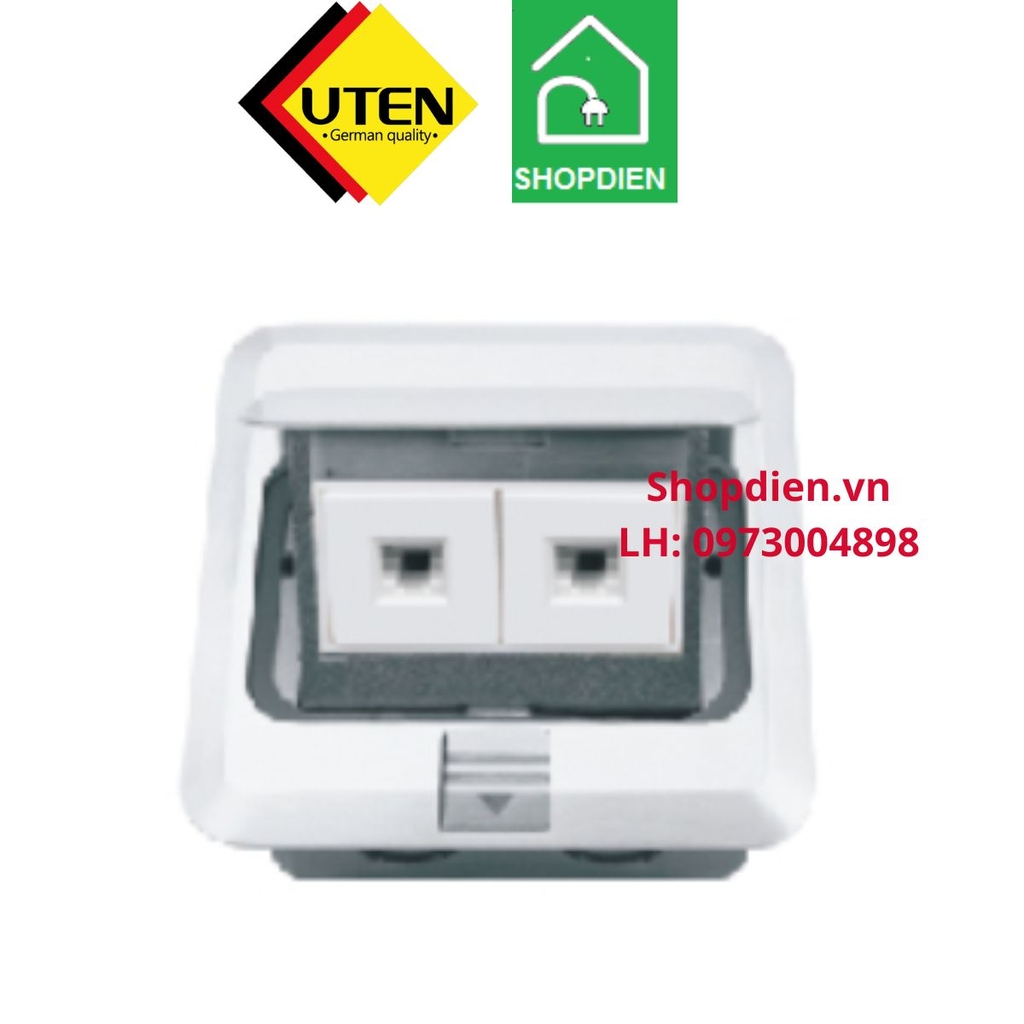 Hai ổ cắm mạng internet âm sàn UTEN S-PC/PC màu bạc Floor socket