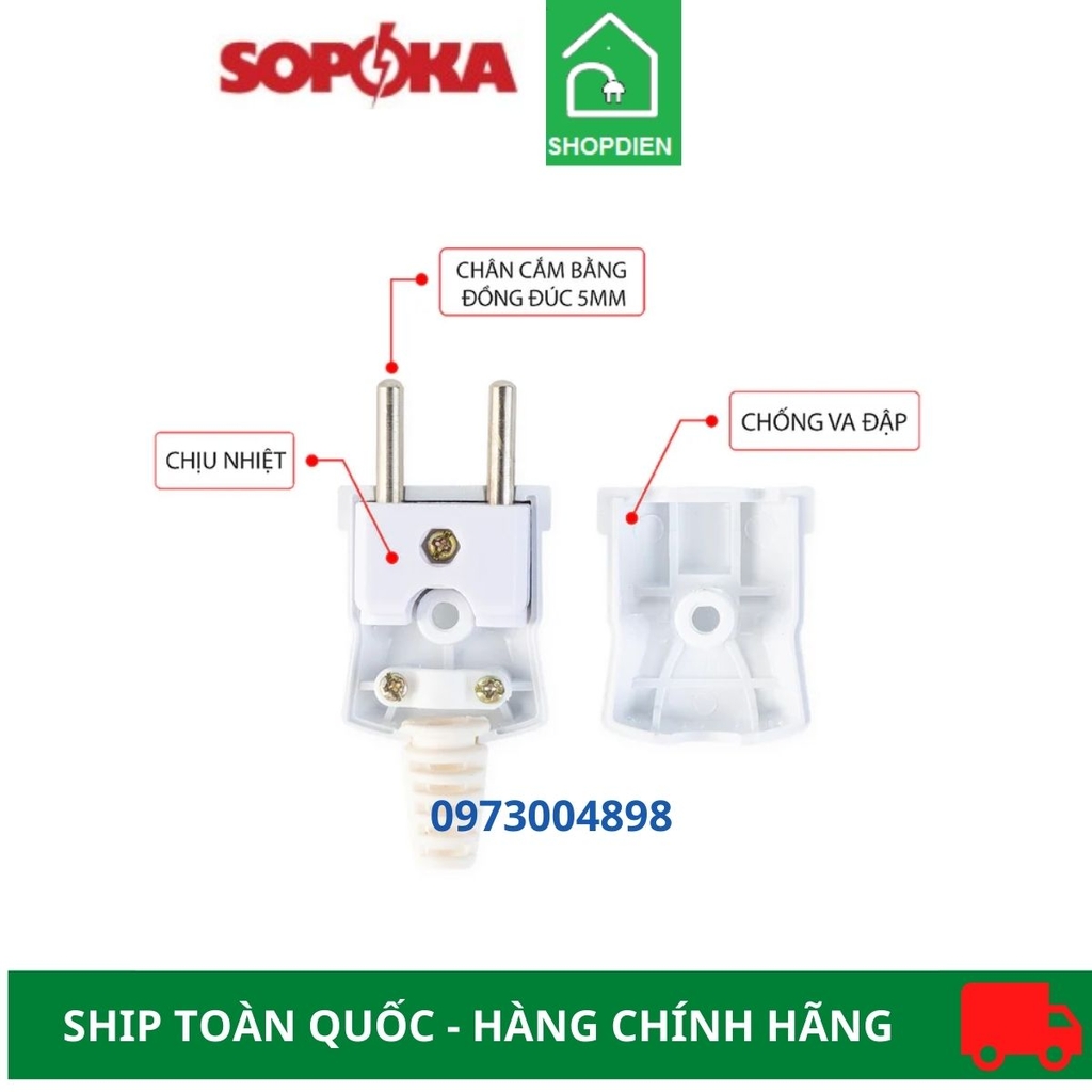 Phích cắm 2 chân siêu chịu tải Sopoka P3000W-TH