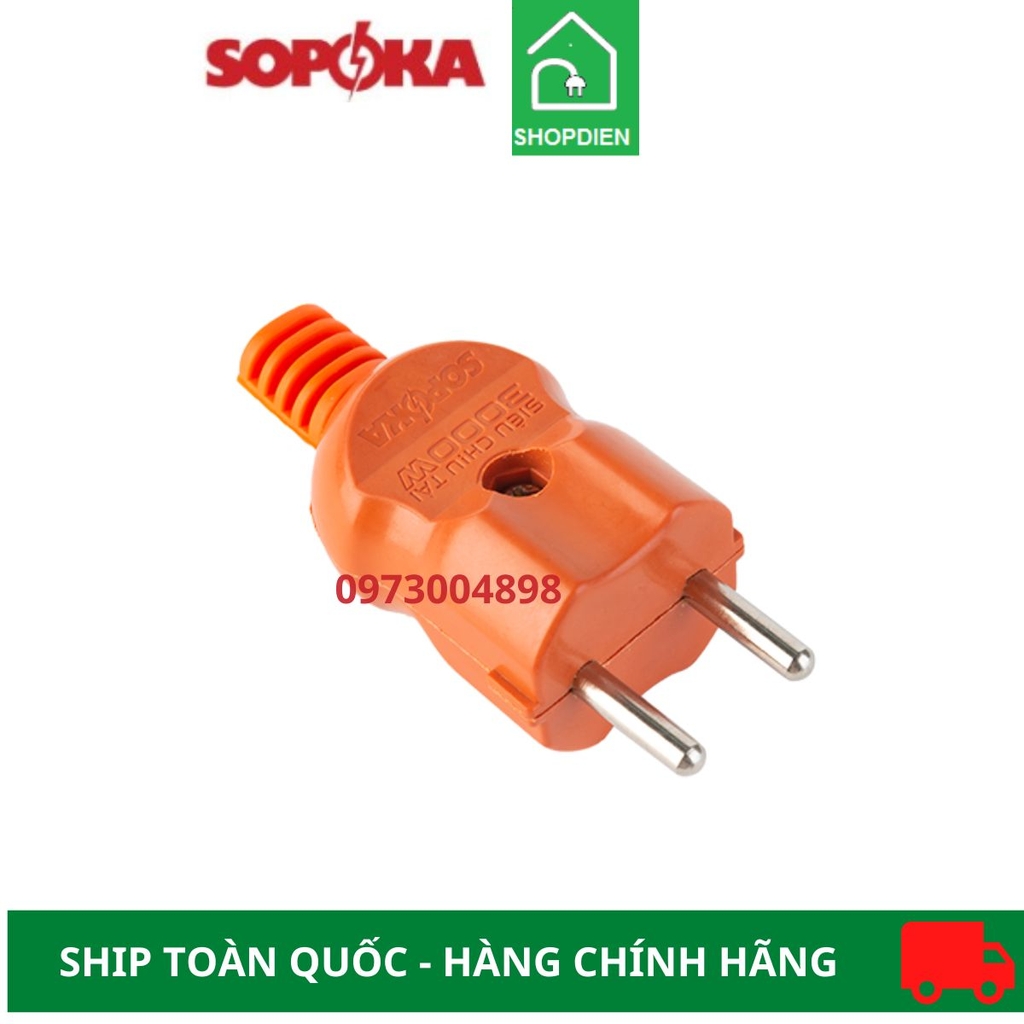 Phích cắm 2 chân siêu chịu tải Sopoka P3000w2 màu cam
