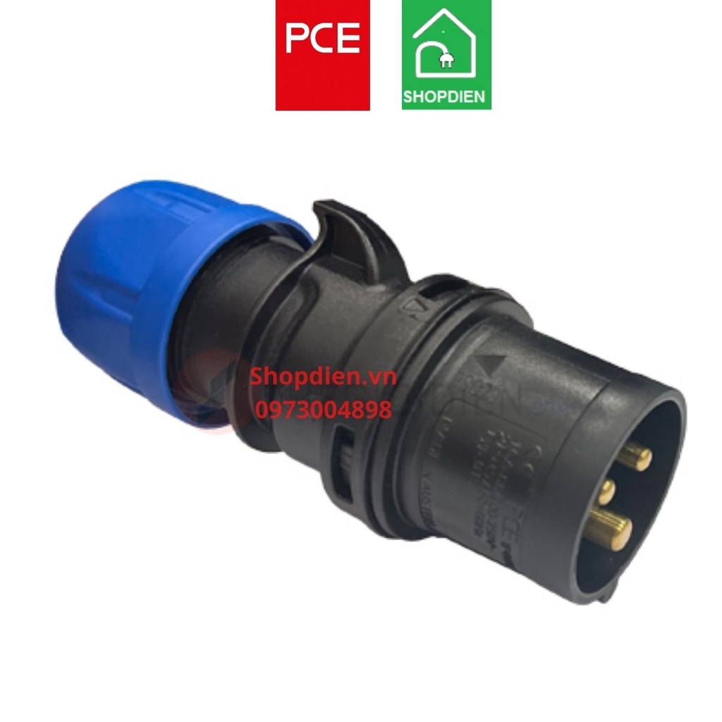 Phích cắm công nghiệp di động 3P ( 2P+E) 16A IP44 PCE F013-6ECO