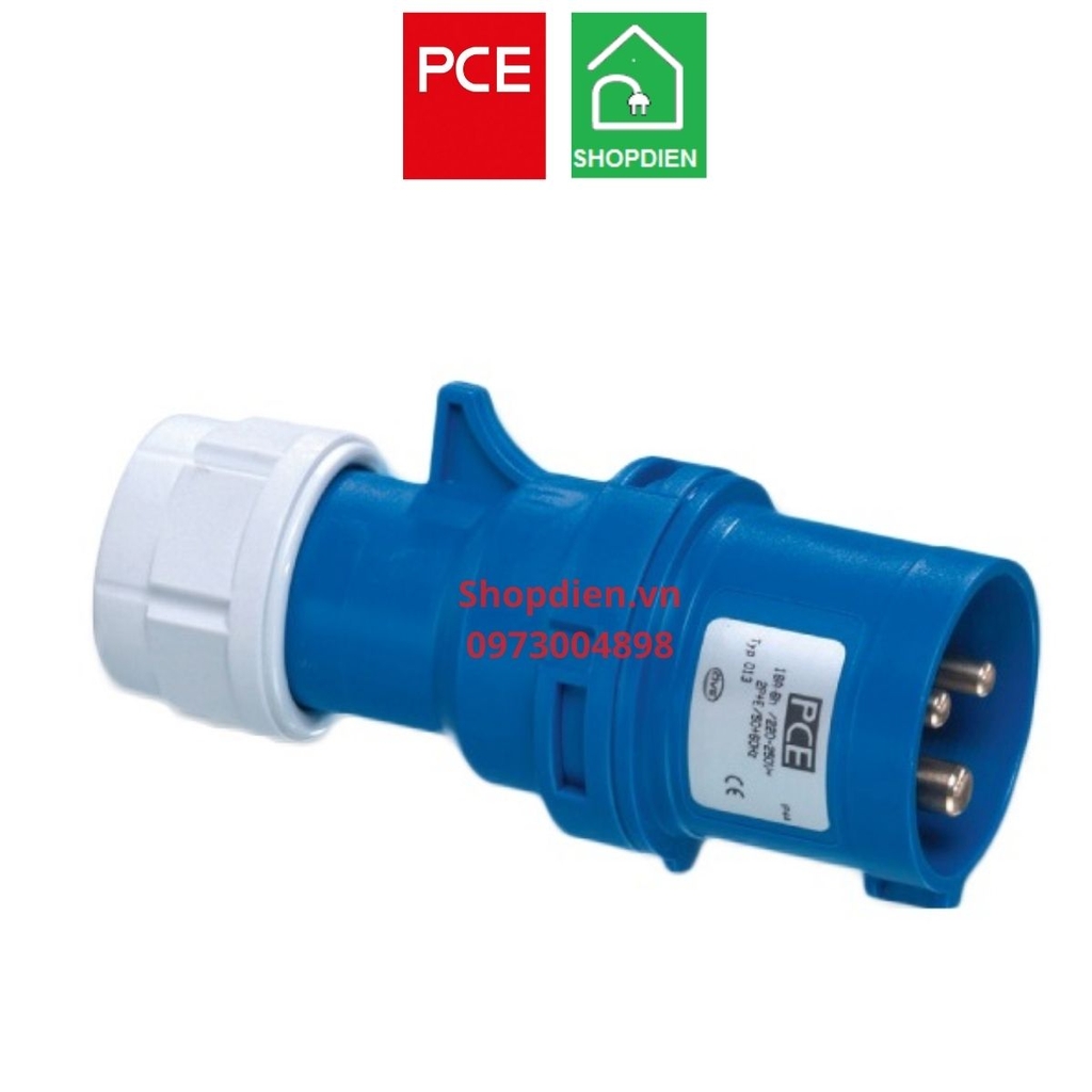 Phích cắm công nghiệp di động 3P (2P+E) 32A IP44 PCE F023-6 Plug