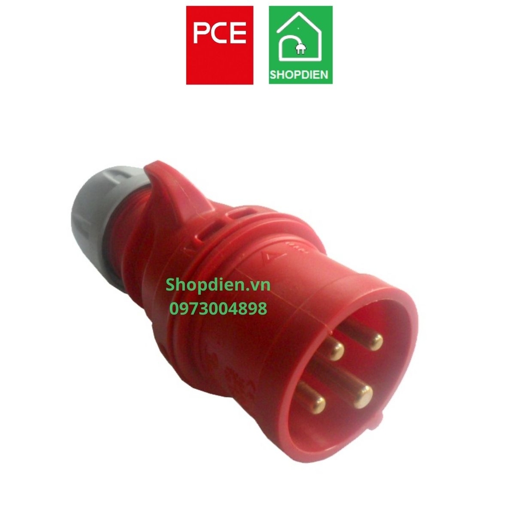 Phích cắm công nghiệp di động 4P ( 3P+E) 16A IP44 PCE F014-6 Plug