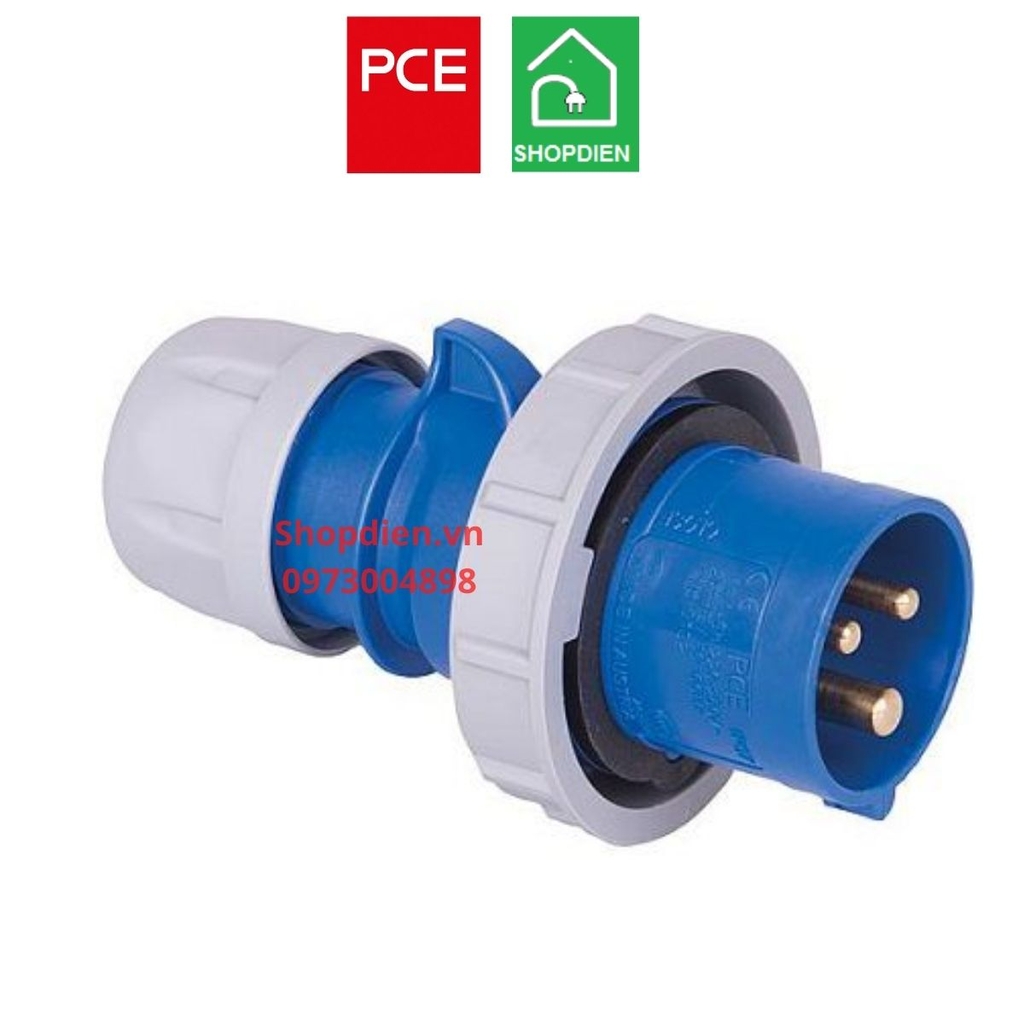 Phích cắm công nghiệp kín nước 3P (2P+E) 16A IP67 PCE F0132-6 Plug