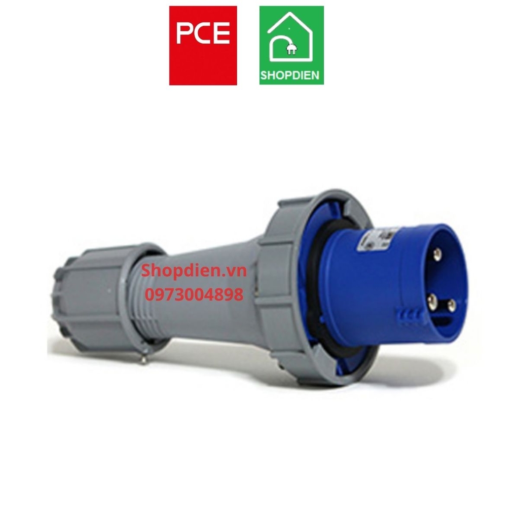 Phích cắm công nghiệp kín nước 3P (2P+E) 63A IP67 PCE F033-6 Plug