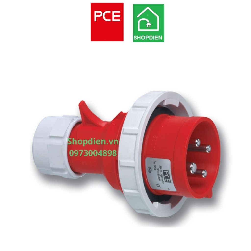 Phích cắm công nghiệp kín nước 4P (3P+E) 16A IP67 PCE F0142-6 Plug